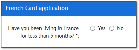 French card application screenshot