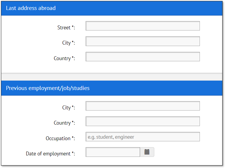 Screenshot last address and previous employment