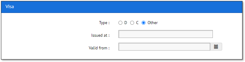 screenshot of visa section